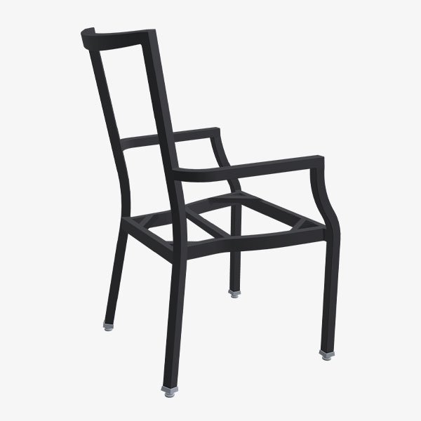 Durable aluminum chair frame with reinforced legs and back designed for high-traffic hospitality seating
