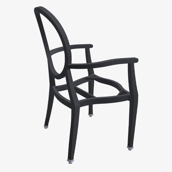 Durable aluminum chair frame with reinforced legs and back designed for high-traffic hospitality seating