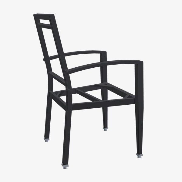 Durable aluminum chair frame with reinforced legs and back designed for high-traffic hospitality seating