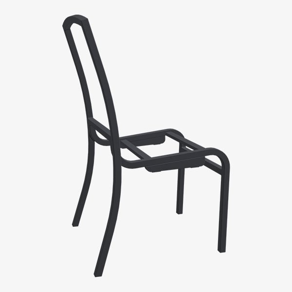 Durable aluminum chair frame with reinforced legs and back designed for high-traffic hospitality seating