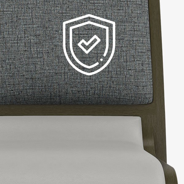 Commercial hospitality chair highlighting ComforTek's long-term warranty and durable construction.