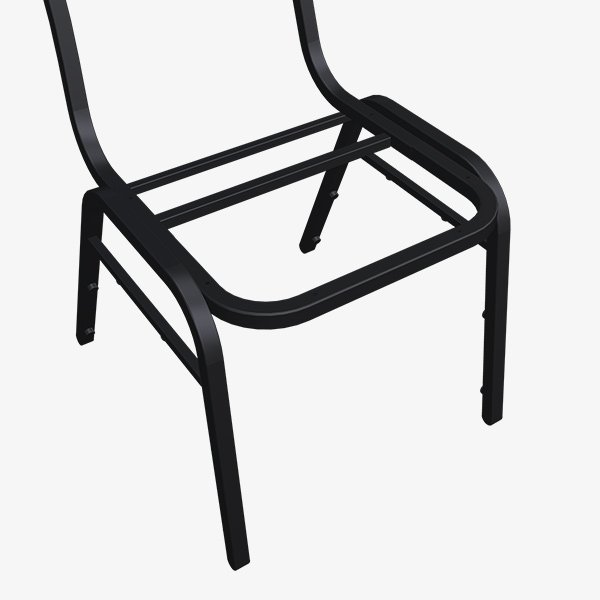 Durable steel chair frame with reinforced legs and back designed for high-traffic hospitality seating