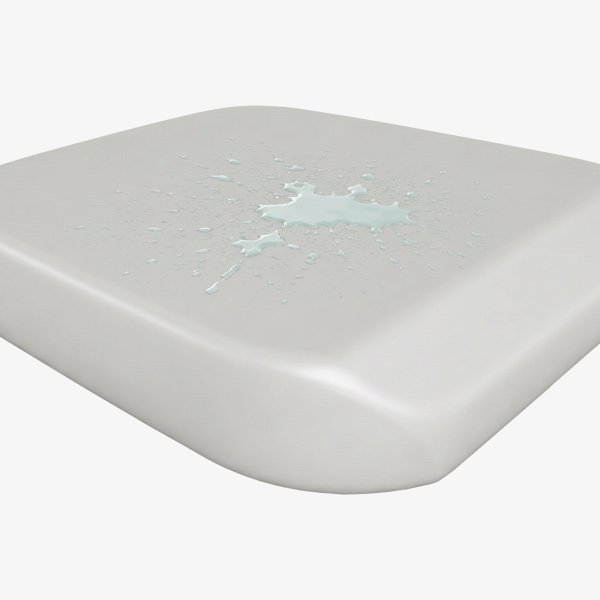 Cold cured foam cushion with protective outer layer resisting liquid penetration