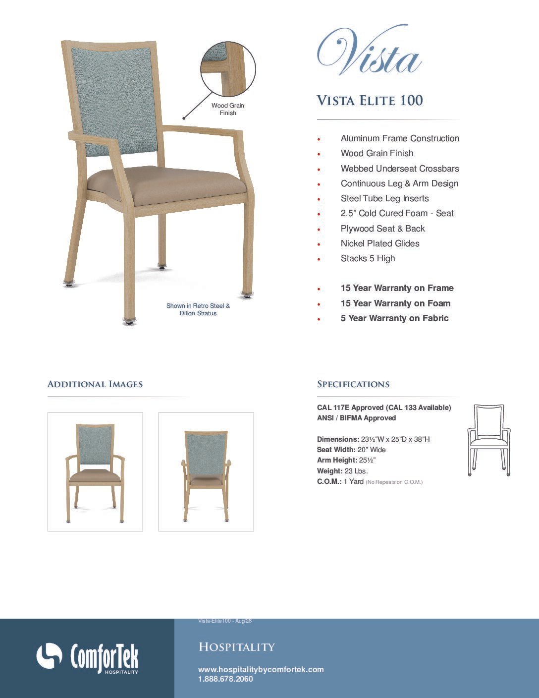 Vista Elite 100 Chair Specs