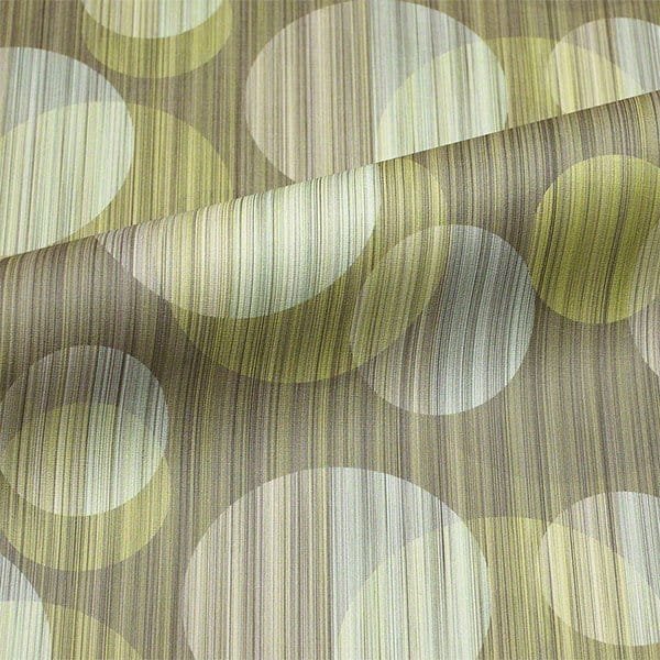 Commercial upholstery fabric with geometric pattern in blue, brown, and neutral tones