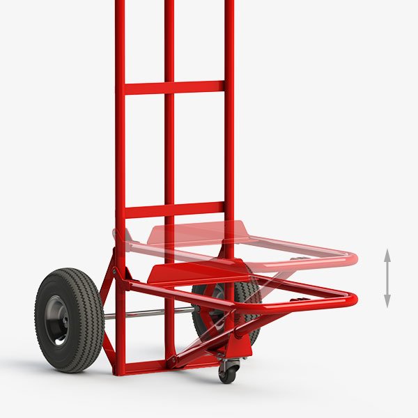 CM-3A chair dolly with two-position support arms for transporting different banquet chair styles