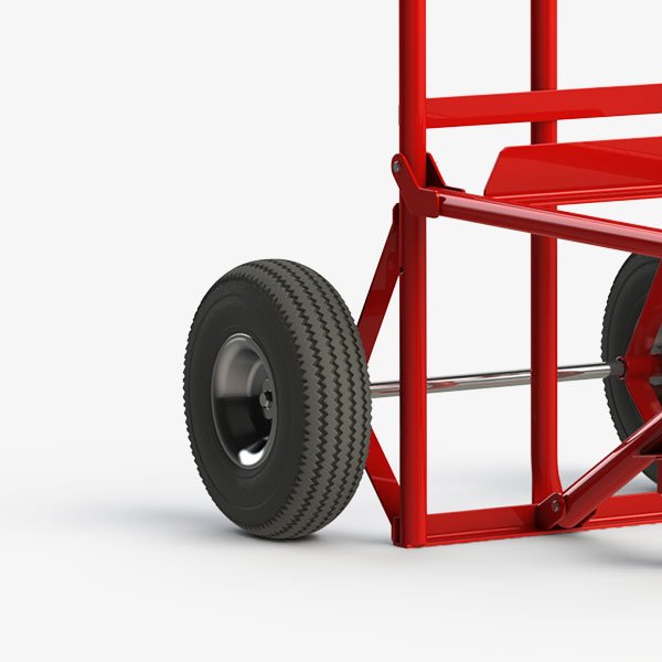 Large 9¾-inch transport wheels on the CM-3A chair dolly for smooth movement over carpet