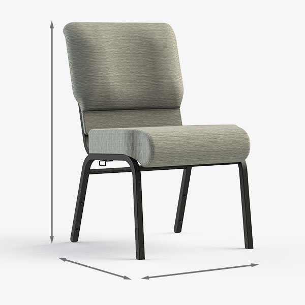 Chair with dimension arrows showing height and width measurements