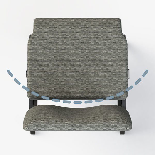 Upholstered chair back with built-in lumbar support for enhanced comfort