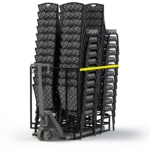 Side view of Platform Chair Dolly carrying 48 stacked banquet chairs