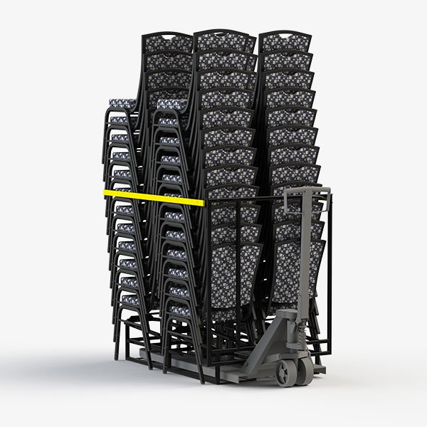 Platform Chair Dolly transporting four stacks of banquet chairs