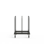Rear view of round folding table dolly