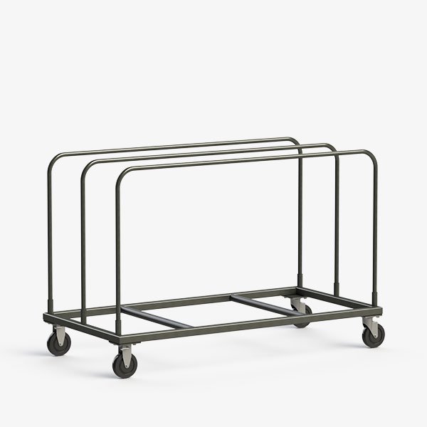 SW60 table dolly for transporting and storing folding banquet tables.