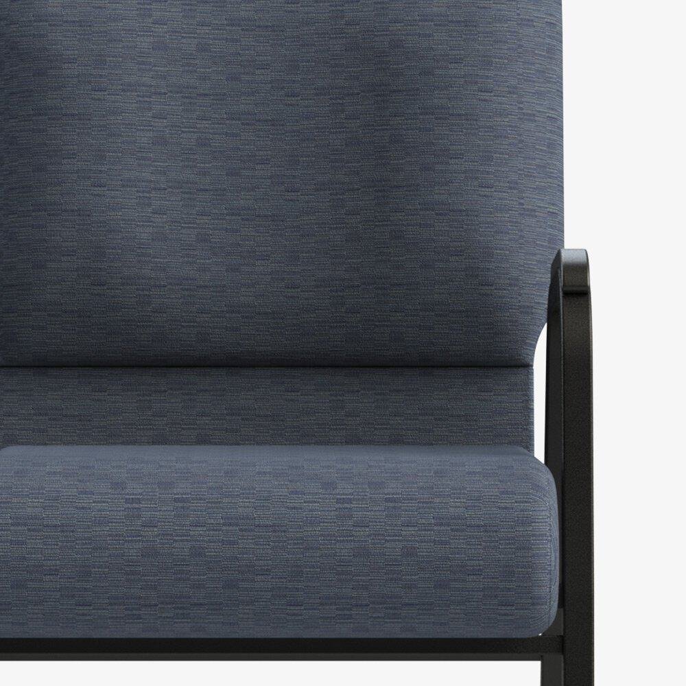 Commercial chair upholstery fabric in Blue Lagoon color with textured pattern and black frame detail