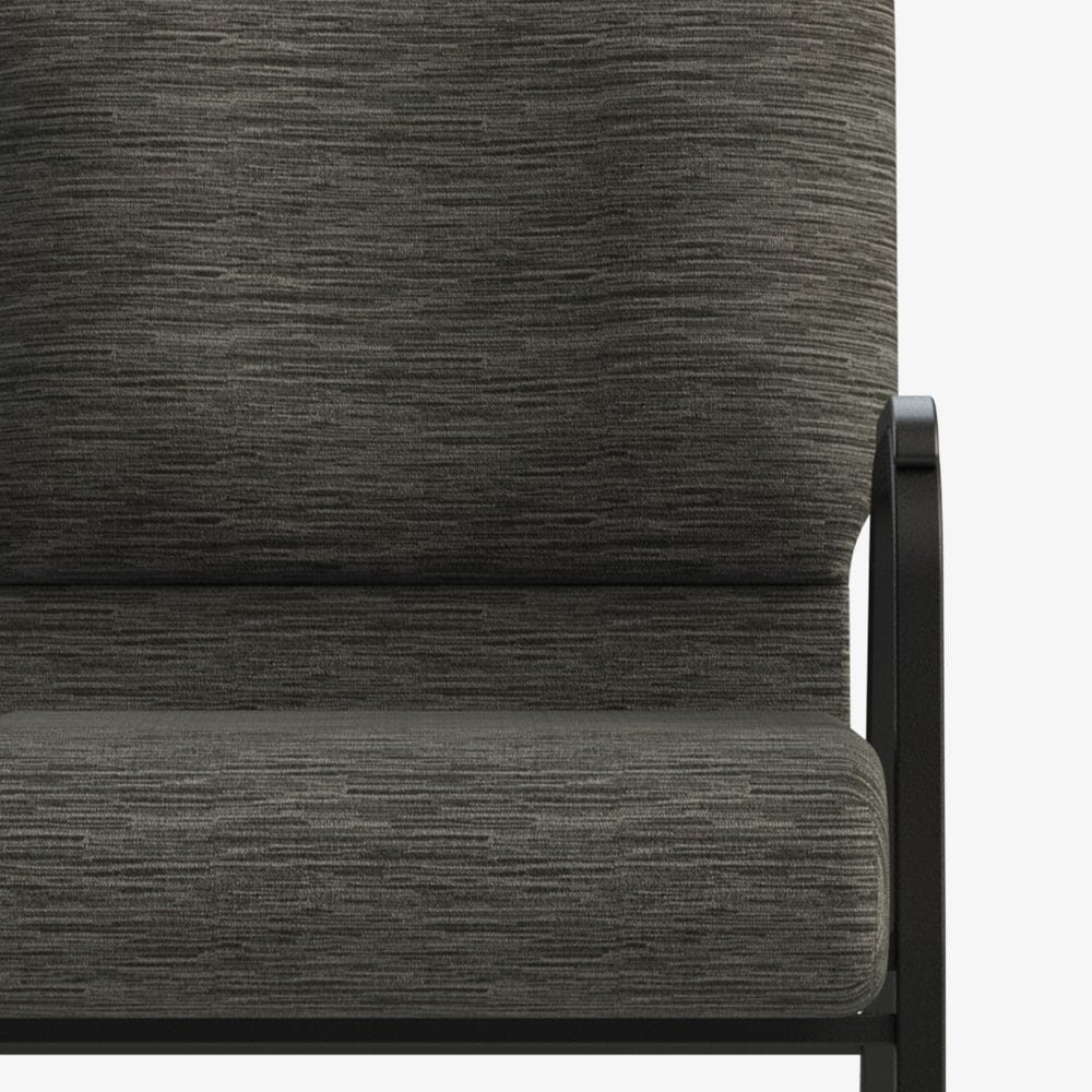 Commercial chair upholstery fabric in Mineral color with textured pattern and black frame detail