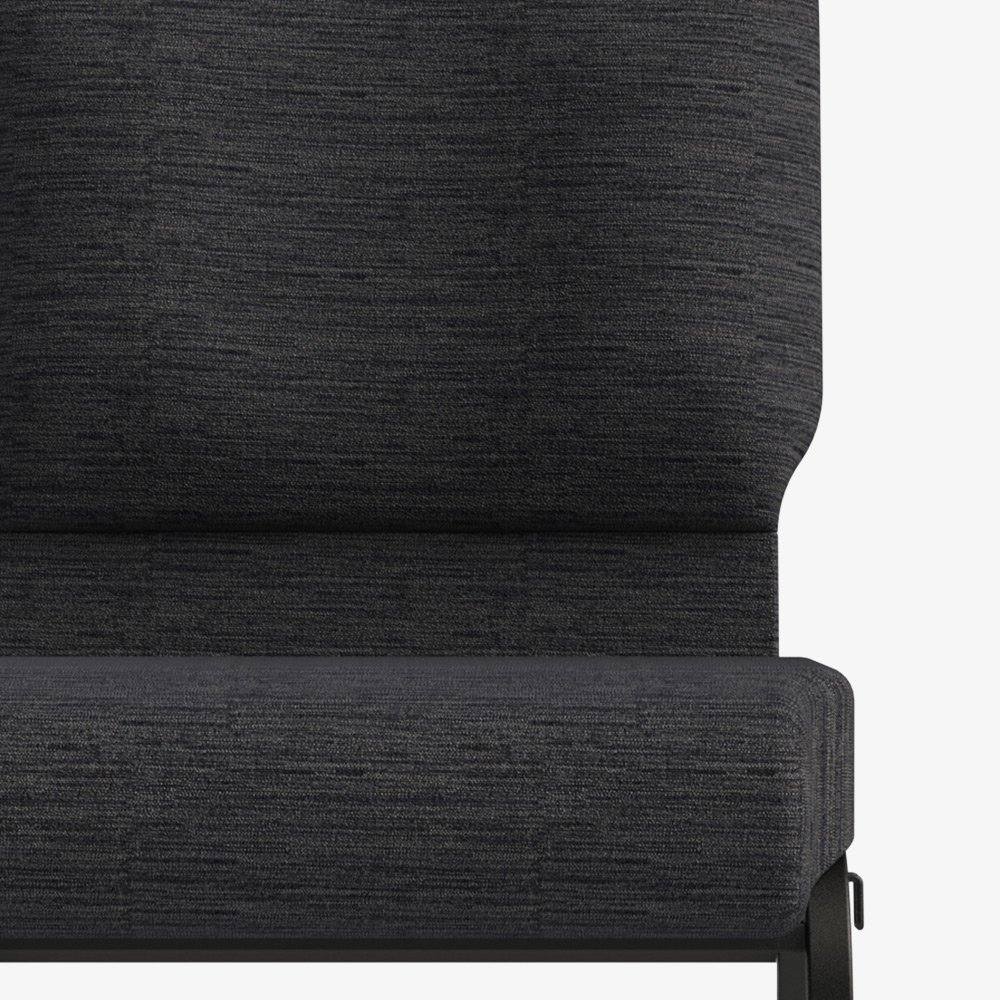 Commercial chair upholstery fabric in Jet color with textured pattern and black frame detail
