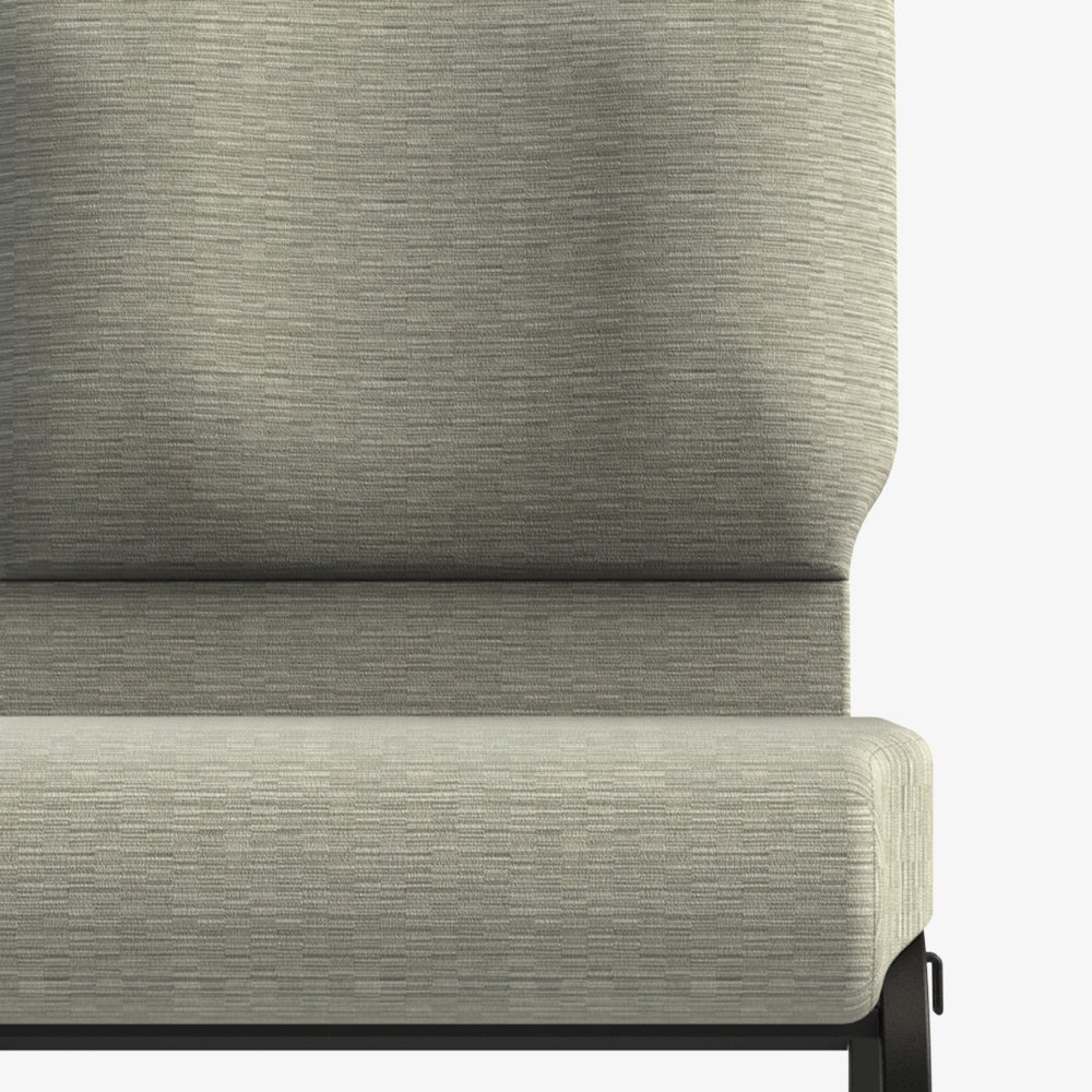 Commercial chair upholstery fabric in Lithium color with textured pattern and black frame detail