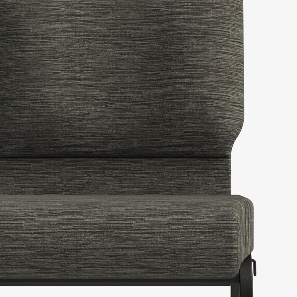 Commercial chair upholstery fabric in Mineral color with textured pattern and black frame detail