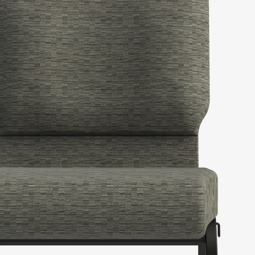 Commercial chair upholstery fabric in Onyx color with textured pattern and black frame detail