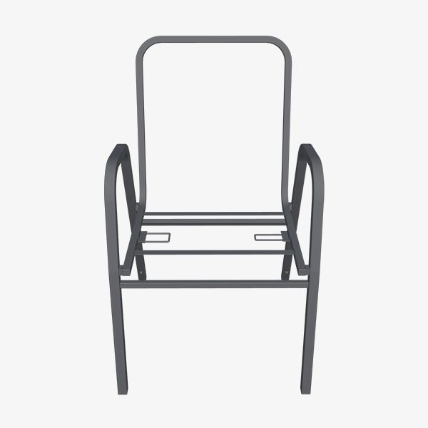 Durable steel chair frame with reinforced legs and back designed for high-traffic hospitality seating