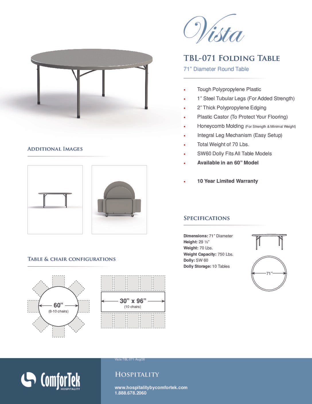 TBL-071 Table Specs