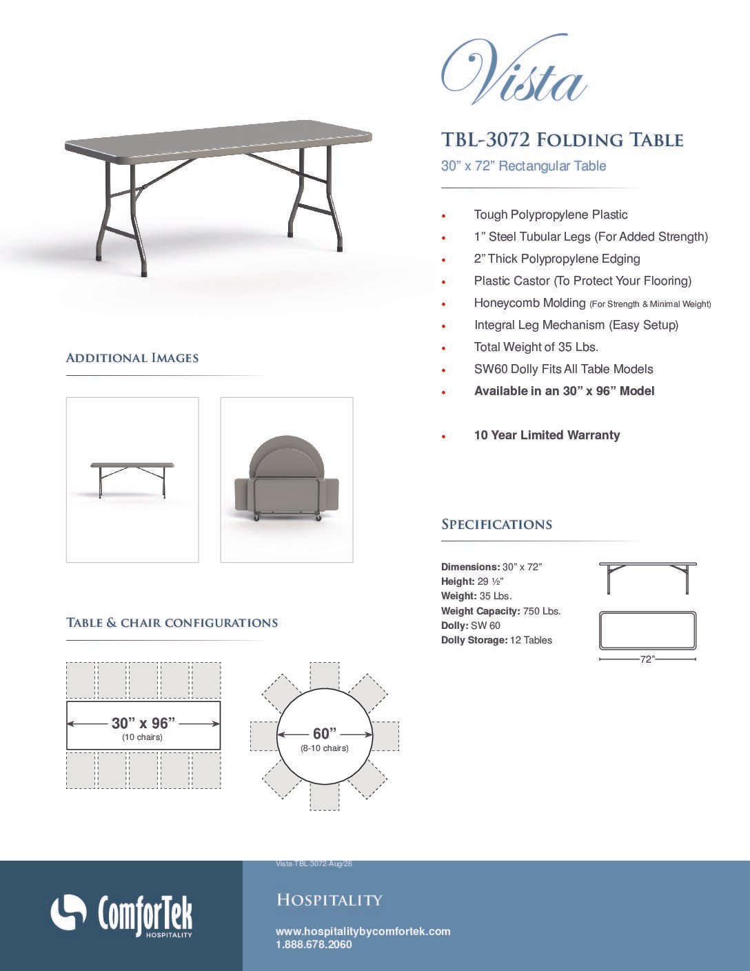 TBL-3072 Table Specs