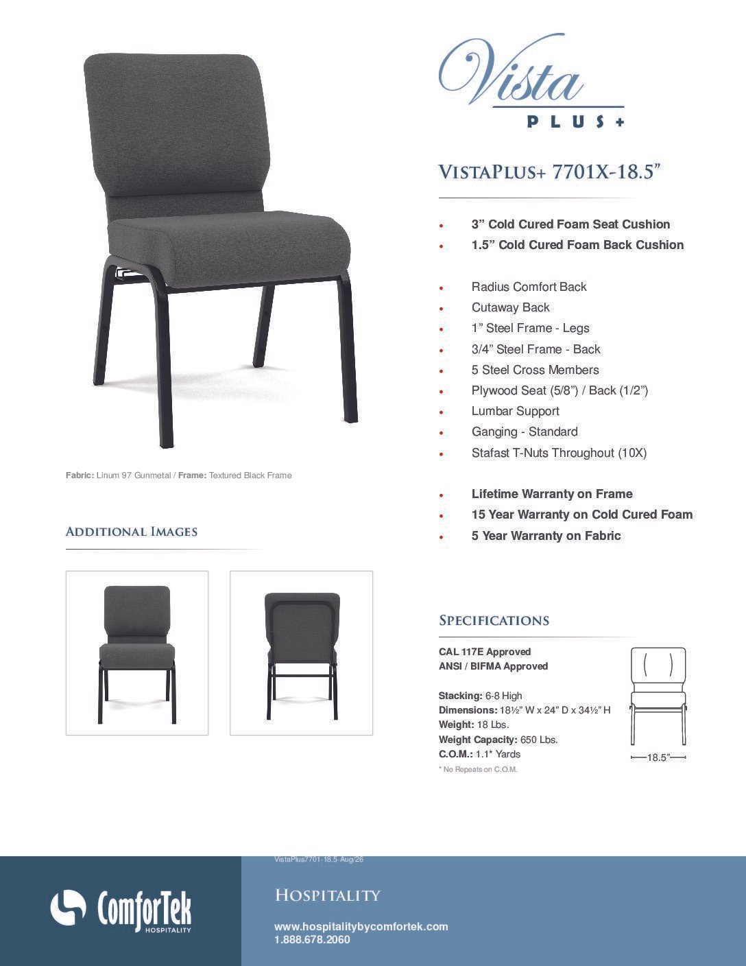 VistaPlus+ 7701X-18.5″ Chair Specs