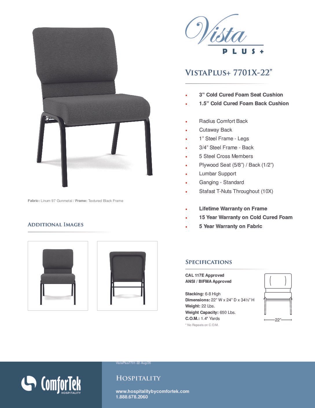 VistaPlus+ 7701X-22″ Chair Specs